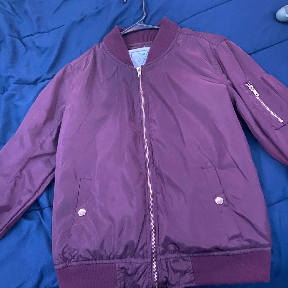 Burgundy bomber jacket